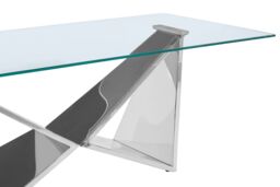 Orsina Stylish Design Wing Base Coffee Table, Wing Base Design Modern Coffee Table, Stainless Steel Legs Table in Silver - thumbnail 4