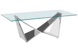 Orsina Stylish Design Wing Base Coffee Table, Wing Base Design Modern Coffee Table, Stainless Steel Legs Table in Silver - thumbnail 3