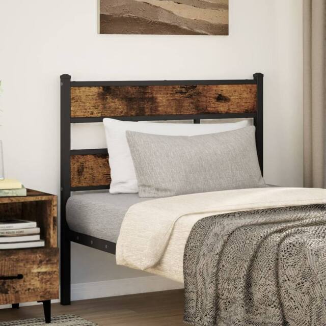 Berkfield Home Headboard Smoked Oak 80 cm Iron & Engineered Wood in Brown - image 1