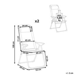 Wyld and Coco Summit Beige Folding Garden Chairs Set of 2 - Adjustable Backrest - thumbnail 3
