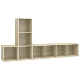 Berkfield Home 3 Piece TV Cabinet Set Sonoma Oak Engineered Wood in Brown - thumbnail 2