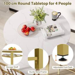 Costway 5 Piece Dining Table Set Round Kitchen Table & 4 Chairs in White - thumbnail 6