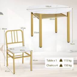 Costway 5 Piece Dining Table Set Round Kitchen Table & 4 Chairs in White - thumbnail 2