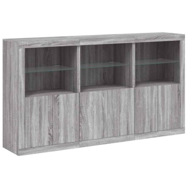 Berkfield Home Sideboard with LED Lights Grey Sonoma 181.5x37x100 cm - image 1