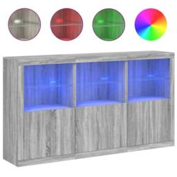 Berkfield Home Sideboard with LED Lights Grey Sonoma 181.5x37x100 cm - thumbnail 3