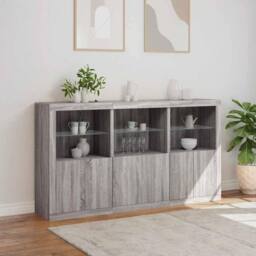 Berkfield Home Sideboard with LED Lights Grey Sonoma 181.5x37x100 cm - thumbnail 4