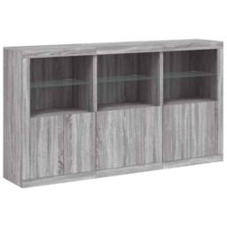 Berkfield Home Sideboard with LED Lights Grey Sonoma 181.5x37x100 cm - thumbnail 1
