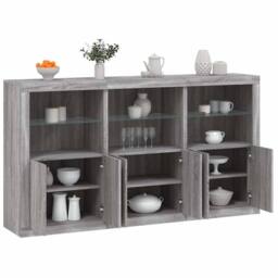 Berkfield Home Sideboard with LED Lights Grey Sonoma 181.5x37x100 cm - thumbnail 2