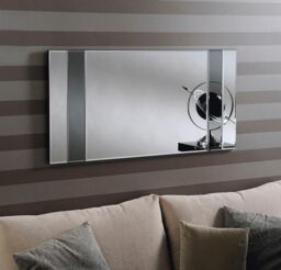Yearn Mirrors Grey Tinted Bevelled Panelled Mirror 122x61cm in Black - Size: 122x61 cm