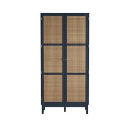 Wyld Haus Waterford Blue Oak & Rattan 2 Door Wardrobe - thumbnail 2