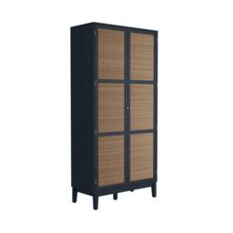 Wyld Haus Waterford Blue Oak & Rattan 2 Door Wardrobe - thumbnail 3