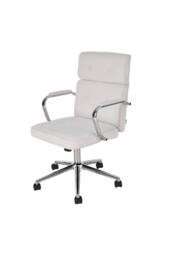 Living and Home High-Back Swivel Office Chair with Adjustable Height in White - thumbnail 3