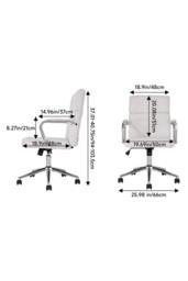 Living and Home High-Back Swivel Office Chair with Adjustable Height in White - thumbnail 8