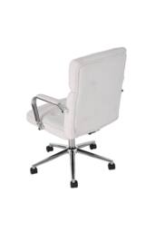 Living and Home High-Back Swivel Office Chair with Adjustable Height in White - thumbnail 5