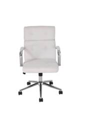 Living and Home High-Back Swivel Office Chair with Adjustable Height in White - thumbnail 2