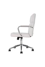 Living and Home High-Back Swivel Office Chair with Adjustable Height in White - thumbnail 4