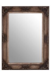 Orsina Carved Frame Antique Bronze Wall Mirror, Full Size Traditional Mirror, Weathered Bronze Decorative Mirror in Silver