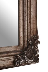 Orsina Carved Frame Antique Bronze Wall Mirror, Full Size Traditional Mirror, Weathered Bronze Decorative Mirror in Silver - thumbnail 4