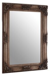 Orsina Carved Frame Antique Bronze Wall Mirror, Full Size Traditional Mirror, Weathered Bronze Decorative Mirror in Silver - thumbnail 2