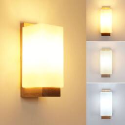 COMELY Wood Wall Lamp Indoor, 3-Color Temperatu, Retro Wall Lamps