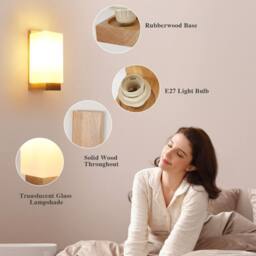 COMELY Wood Wall Lamp Indoor, 3-Color Temperatu, Retro Wall Lamps - thumbnail 9