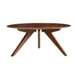 MH London Solid Wood Round Coffee Table for Living Room in Walnut - thumbnail 4