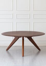 MH London Solid Wood Round Coffee Table for Living Room in Walnut - thumbnail 1