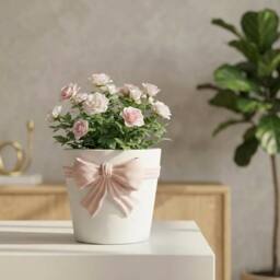 Garden Greatness Blush Bow Decorative Planter Pot - Size: 1 Pack - thumbnail 2