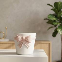 Garden Greatness Blush Bow Decorative Planter Pot - Size: 1 Pack - thumbnail 1