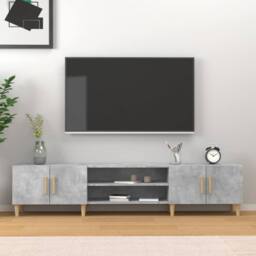 Berkfield Home TV Cabinet Concrete Grey 180x31.5x40 cm Engineered Wood - thumbnail 2