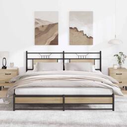 Berkfield Home Metal Bed Frame without Mattress Sonoma Oak 180x200 cm Super King in Brown - thumbnail 2