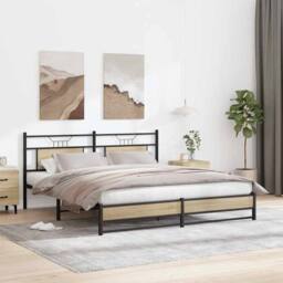 Berkfield Home Metal Bed Frame without Mattress Sonoma Oak 180x200 cm Super King in Brown - thumbnail 4