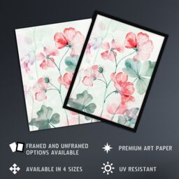 "Artery8 Red Pastel Geranium Flowers Modern Watercolour Wall Art Print in Pink - Size: W24"" x H32""" - thumbnail 2