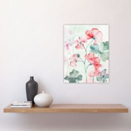 "Artery8 Red Pastel Geranium Flowers Modern Watercolour Wall Art Print in Pink - Size: W24"" x H32""" - thumbnail 4