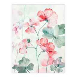 "Artery8 Red Pastel Geranium Flowers Modern Watercolour Wall Art Print in Pink - Size: W24"" x H32""" - thumbnail 1