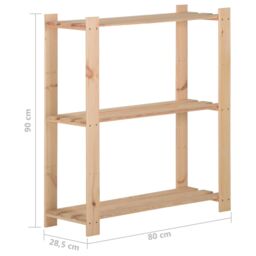 Berkfield Home 3-Tier Storage Rack 80x28.5x90 cm Solid Pinewood in Brown - thumbnail 6