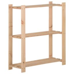 Berkfield Home 3-Tier Storage Rack 80x28.5x90 cm Solid Pinewood in Brown - thumbnail 1
