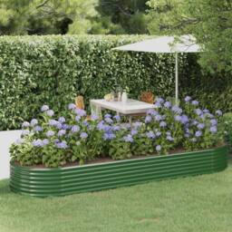 Berkfield Home Garden Raised Bed Powder-coated Steel 322x100x36 cm Green - Size: 322 x 100 x 36 cm - thumbnail 2