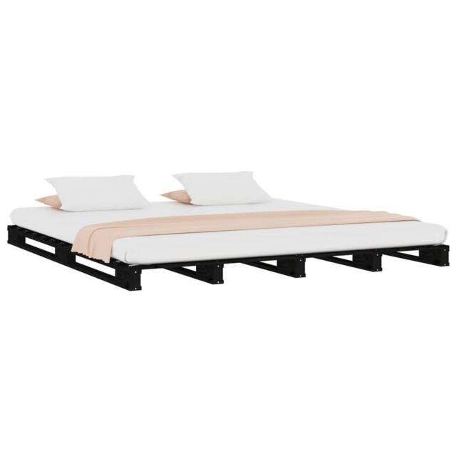 Berkfield Home Pallet Bed Black 120x190 cm Small Double Wood Pine - image 1