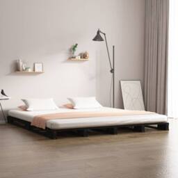 Berkfield Home Pallet Bed Black 120x190 cm Small Double Wood Pine - thumbnail 2
