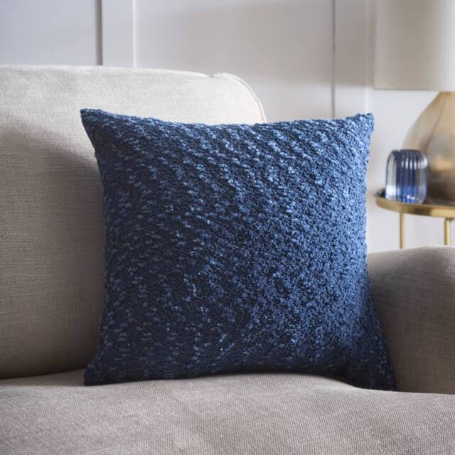 "Portfolio Home Boucle Textured Filled Cushion Pillow 18"" Inch Square 45cm x 45cm in Blue - Size: 45 cm x 45 cm" - image 1