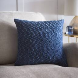 "Portfolio Home Boucle Textured Filled Cushion Pillow 18"" Inch Square 45cm x 45cm in Blue - Size: 45 cm x 45 cm" - thumbnail 1