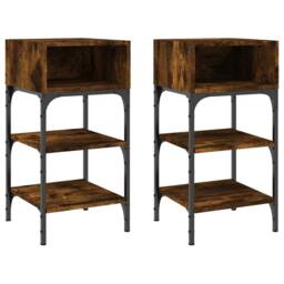 Berkfield Home Elegant Bedside Tables 2 pcs Smoked Oak 35x34.5x70 cm Engineered Wood in Brown - thumbnail 3