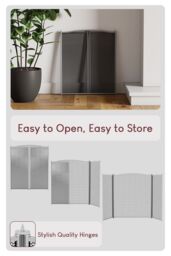 Home Discount Fire Vida Denton 3 Panel Fire Guard Fireplace Shield Protector in Dark Grey - thumbnail 5
