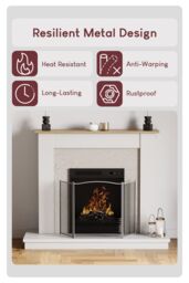 Home Discount Fire Vida Denton 3 Panel Fire Guard Fireplace Shield Protector in Dark Grey - thumbnail 2