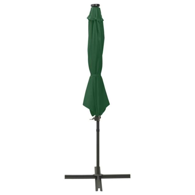 Berkfield Home Cantilever Umbrella with Pole & LED Lights Green 300 cm - image 1