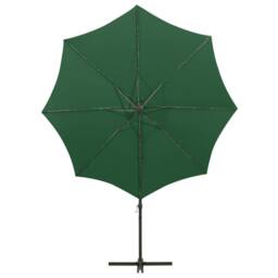 Berkfield Home Cantilever Umbrella with Pole & LED Lights Green 300 cm - thumbnail 6