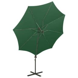 Berkfield Home Cantilever Umbrella with Pole & LED Lights Green 300 cm - thumbnail 4