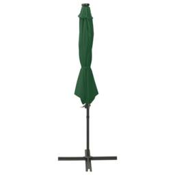 Berkfield Home Cantilever Umbrella with Pole & LED Lights Green 300 cm