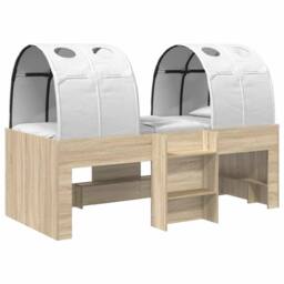 Berkfield Home Kids'High Bed Frame with Tunnel 3 pcs Sonoma Oak & white in Brown - thumbnail 2